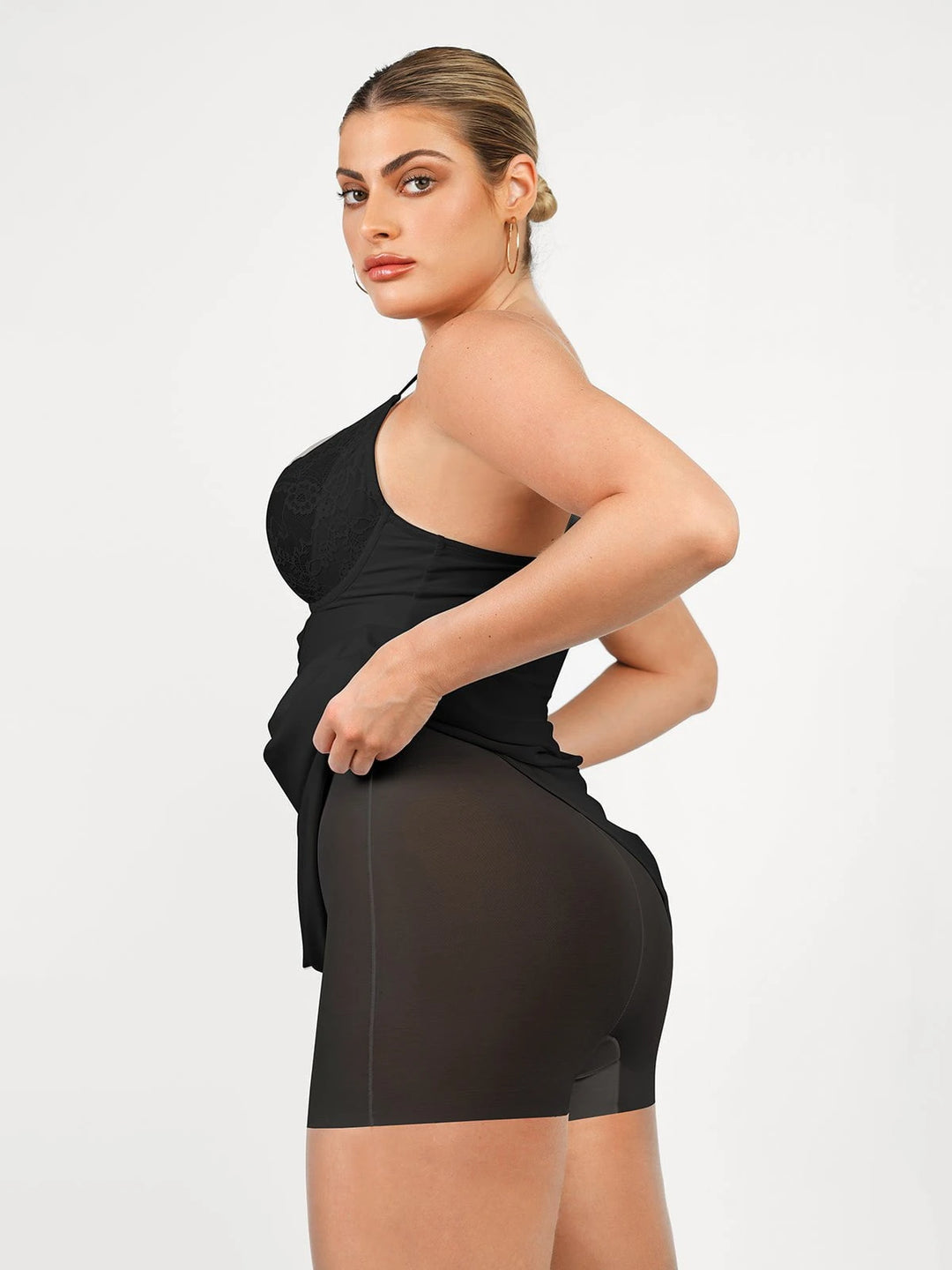 Rochie Midi Shapewear cu Corset din Dantelă